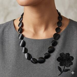 Graduated Black Faceted Bead Necklace | Bold Statement
